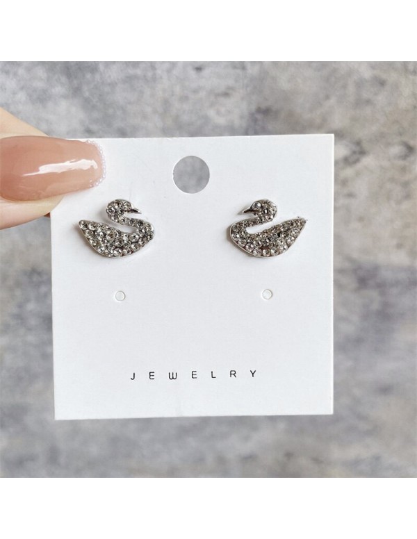 Jewels Galaxy Silver Plated Silver Toned Swan inspired Stud Earrings
