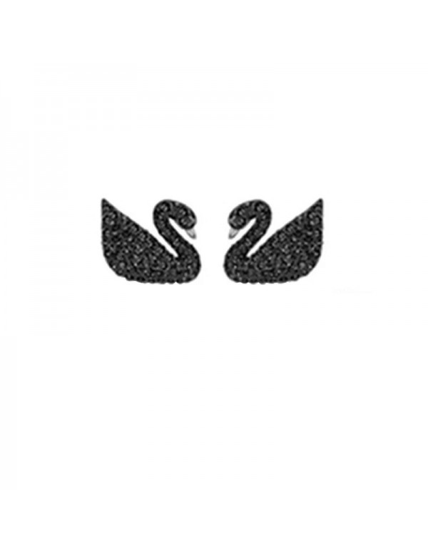 Jewels Galaxy Gold Plated Black Toned Swan inspired Stud Earrings