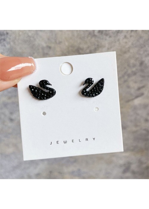 Jewels Galaxy Gold Plated Black Toned Swan inspired Stud Earrings