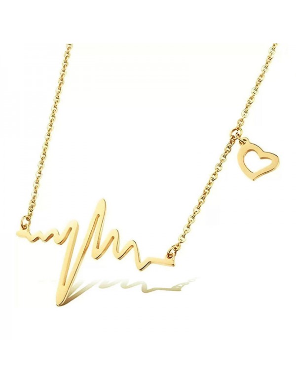 Jewels Galaxy Gold Plated Heartbeat with a Heart Necklace