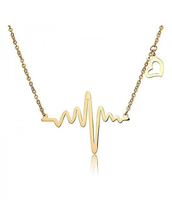 Jewels Galaxy Gold Plated Heartbeat with a Heart Necklace