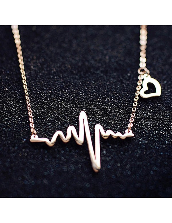 Jewels Galaxy Gold Plated Heartbeat with a Heart Necklace