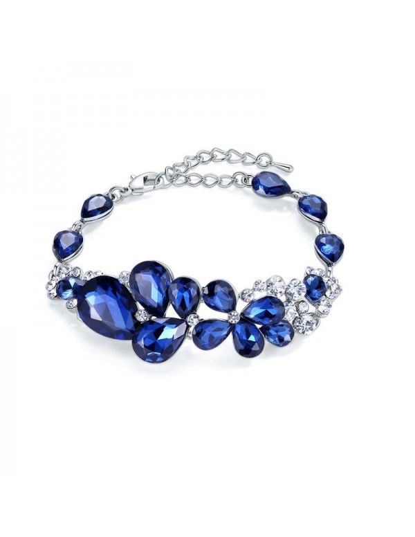 Jewels Galaxy Navy Blue Rhodium-Plated Handcrafted...