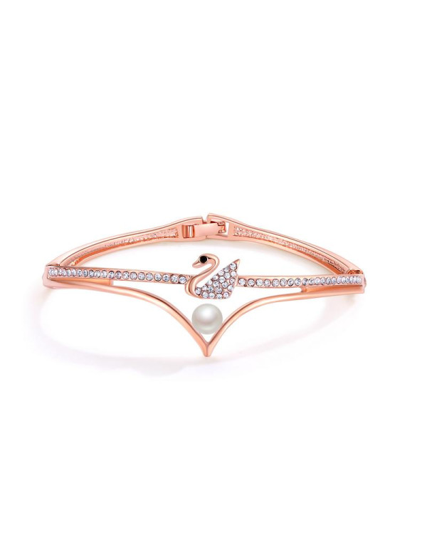 Rose Gold-Plated Swan-Shaped Stone-Studded Handcra...