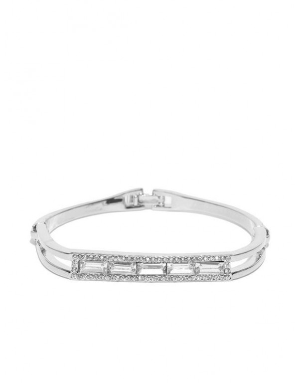 Silver-Plated Handcrafted Stone-Studded Link Brace...