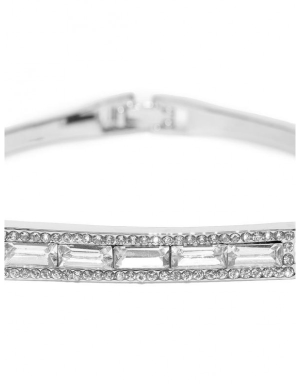 Silver-Plated Handcrafted Stone-Studded Link Bracelet 17115