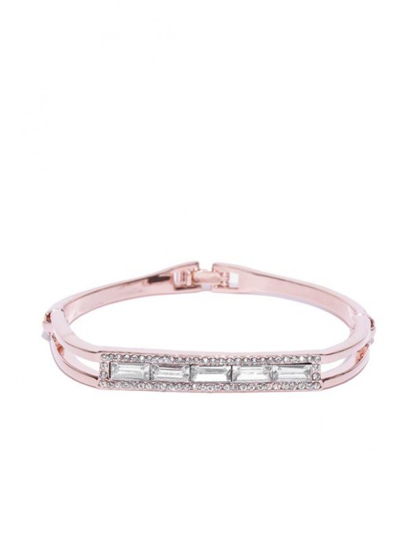 Rose Gold-Plated Handcrafted Stone-Studded Link Br...