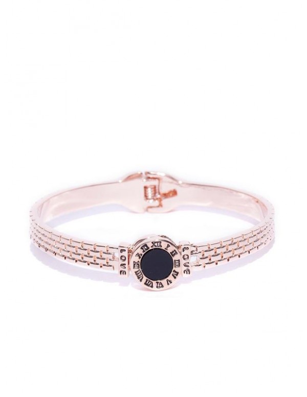 Black Rose Gold-Plated Handcrafted Stone-Studded C...