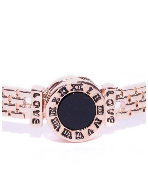 Black Rose Gold-Plated Handcrafted Stone-Studded Cuff Bracelet 17121