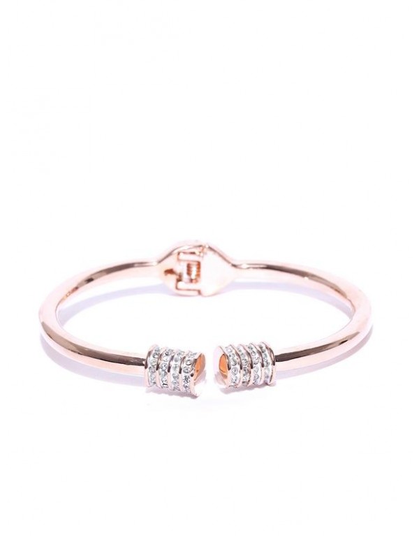 Rose Gold-Plated Handcrafted Stone-Studded Cuff Br...