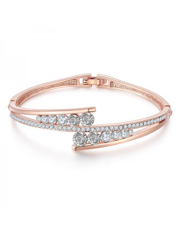 Rose Gold-Plated Handcrafted Stone-Studded Link Br...