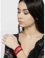 Red Silver-Plated Beaded Stone-Studded H...
