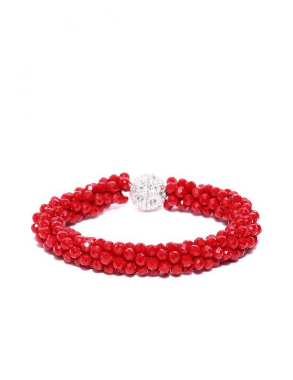 Red Silver-Plated Handcrafted Bracelet 17156