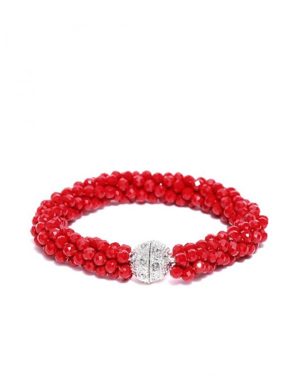 Red Silver-Plated Handcrafted Bracelet 17156