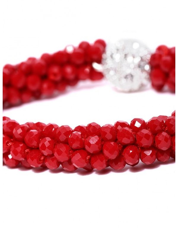 Red Silver-Plated Handcrafted Bracelet 17156