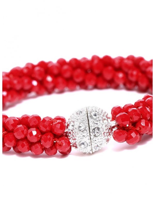 Red Silver-Plated Handcrafted Bracelet 17156