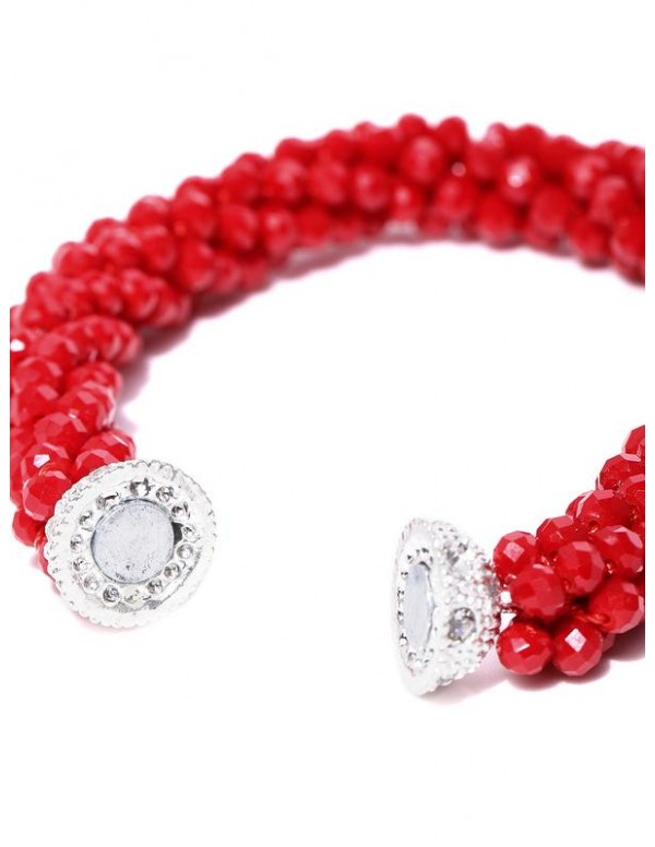 Red Silver-Plated Handcrafted Bracelet 17156