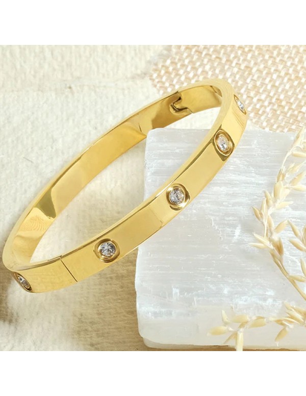 Jewels Galaxy Jewellery For Women Contemporary Gold Plated Love AD Bracelet