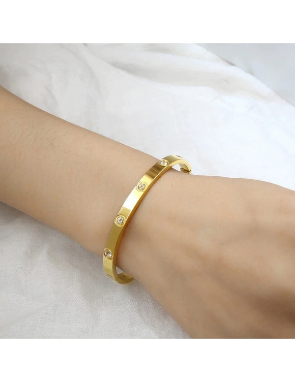 Jewels Galaxy Jewellery For Women Contemporary Gold Plated Love AD Bracelet