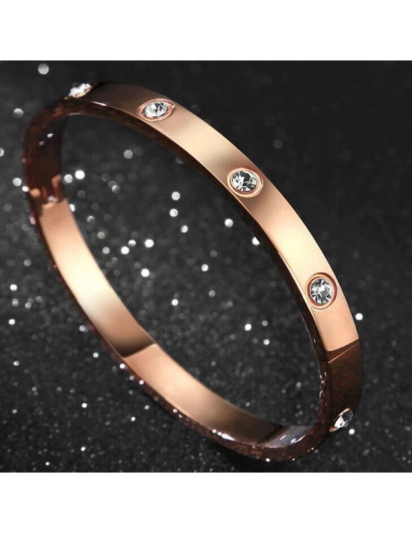 Jewels Galaxy Jewellery For Women Contemporary Rose Gold Plated Love AD Bracelet