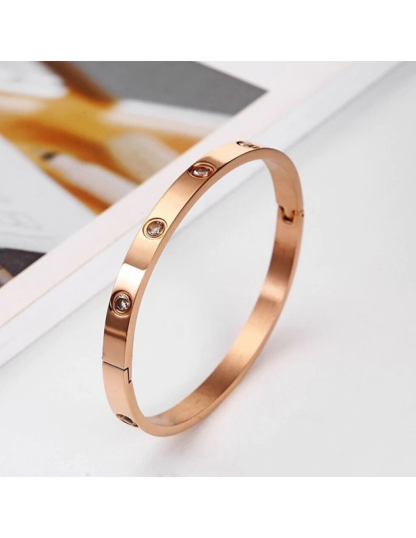 Jewels Galaxy Jewellery For Women Contemporary Rose Gold Plated Love AD Bracelet