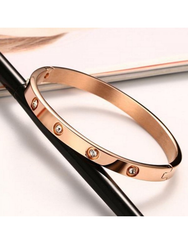 Jewels Galaxy Jewellery For Women Contemporary Rose Gold Plated Love AD Bracelet