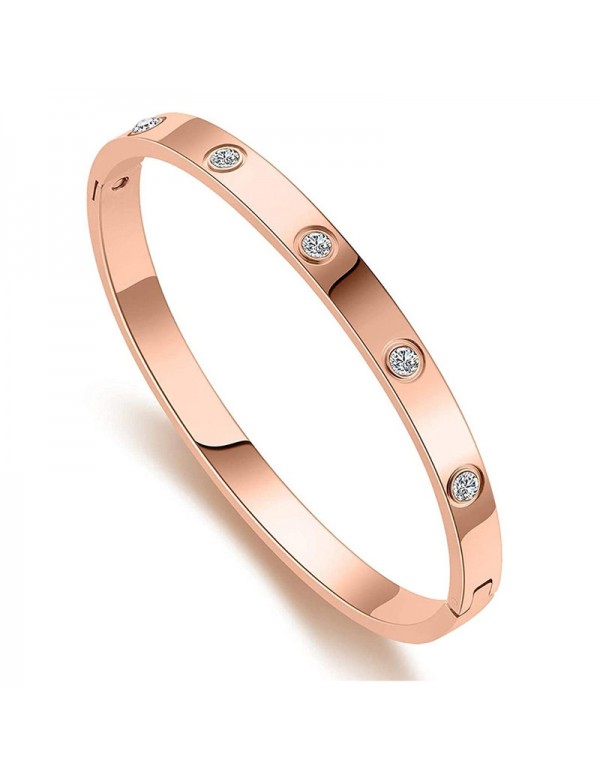 Jewels Galaxy Jewellery For Women Contemporary Rose Gold Plated Love AD Bracelet