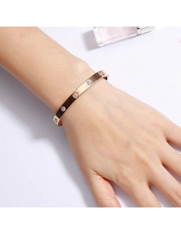 Jewels Galaxy Jewellery For Women Contemporary Rose Gold Plated Love AD Bracelet