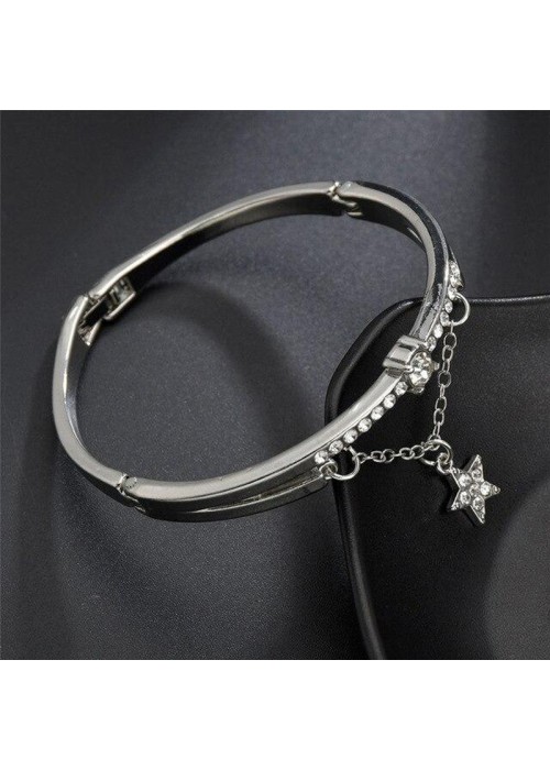 Jewels Galaxy Silver Plated Star inspired Stone Studded Korean Bracelet For Women and Girls