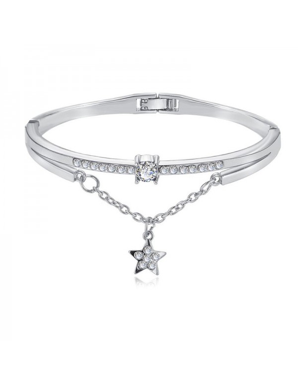 Jewels Galaxy Silver Plated Star inspired Stone Studded Korean Bracelet For Women and Girls