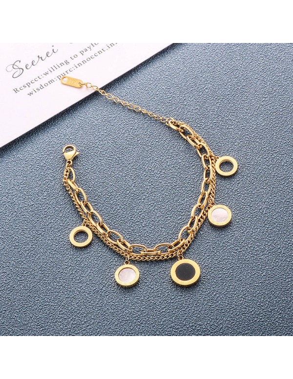 Jewels Galaxy Stainless Steel Gold Plated Roman Nu...