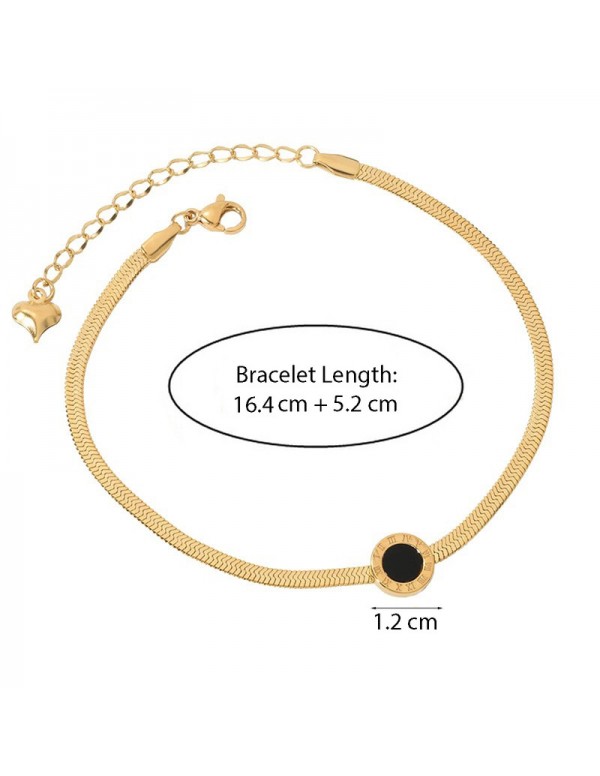 Jewels Galaxy Gold Plated Stainless Steel Roman Numerals Flat Chain Contemporary