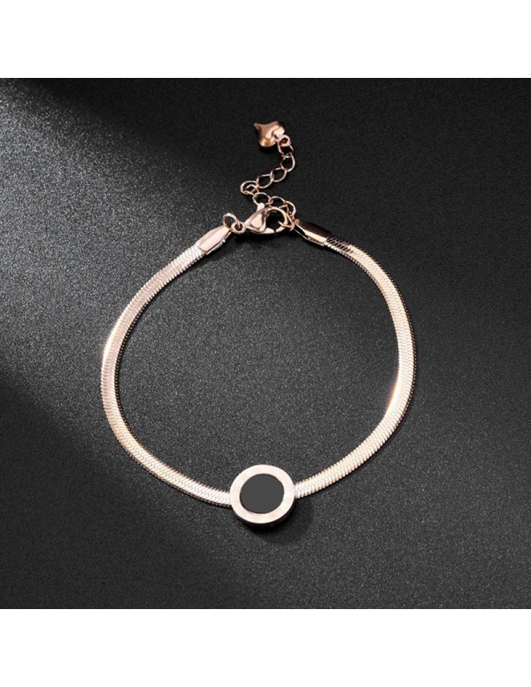 Jewels Galaxy Rose Gold Plated Stainless Steel Roman Numerals Flat Chain Contemporary