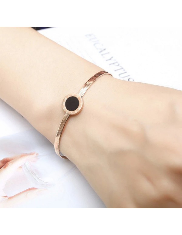 Jewels Galaxy Rose Gold Plated Stainless Steel Roman Numerals Flat Chain Contemporary