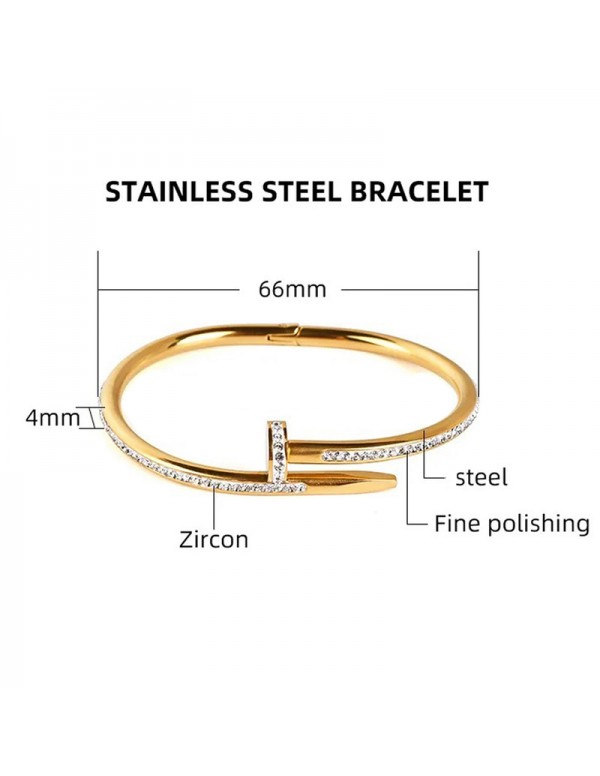 Jewels Galaxy Gold Plated Stainless Steel Anti Tarnish AD Studded Nail Bracelet