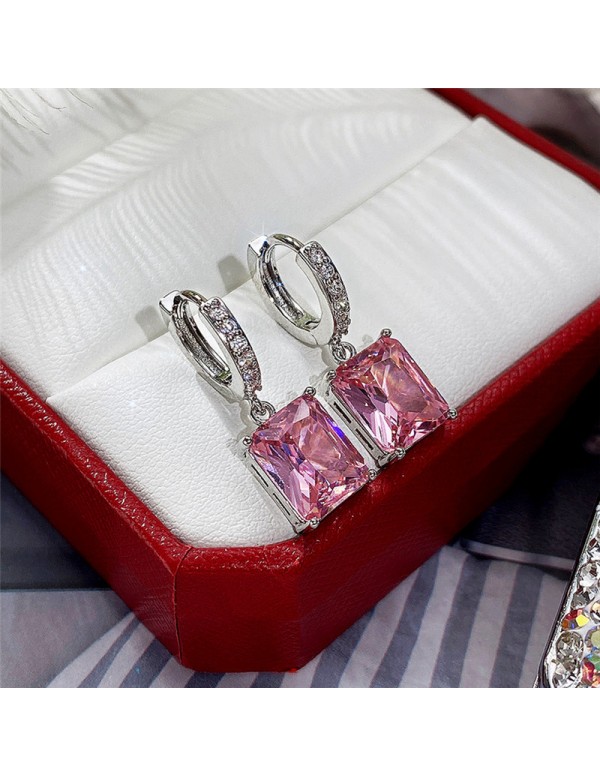 Jewels Galaxy Silver Plated Pink Rectangular Ameri...