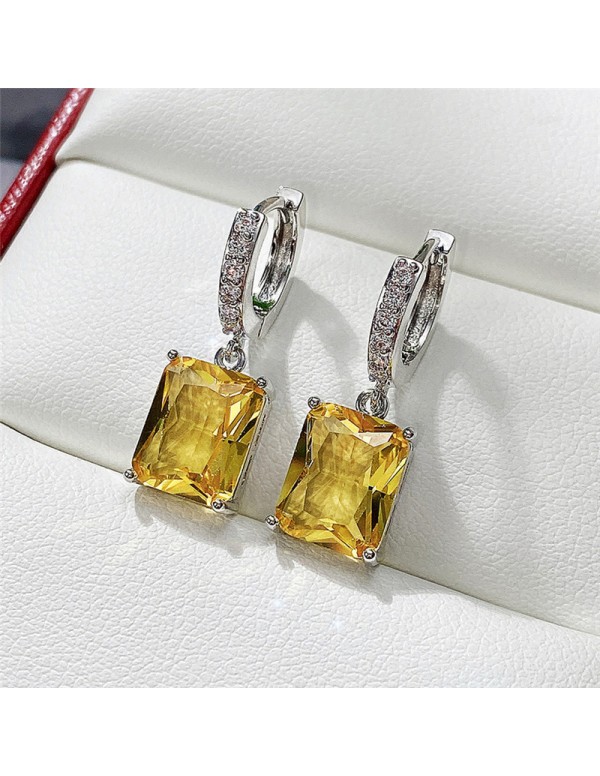 Jewels Galaxy Silver Plated Yellow Rectangular AD ...