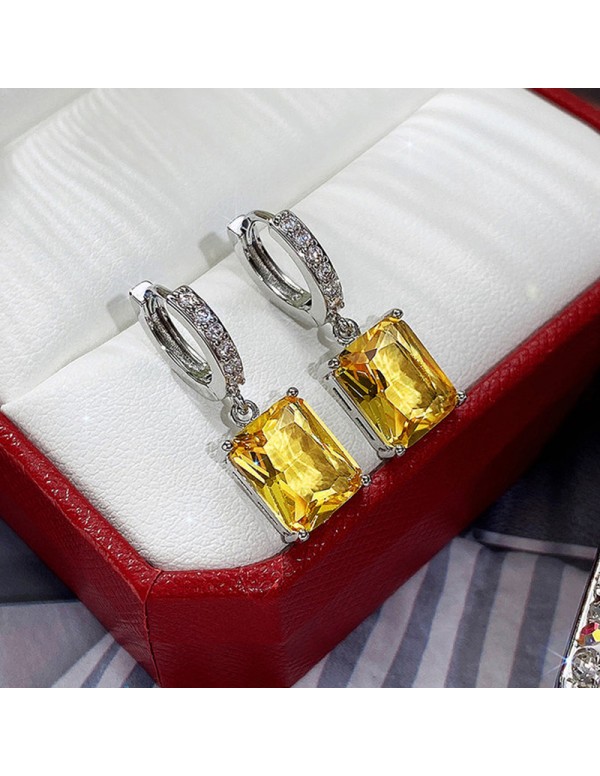 Jewels Galaxy Silver Plated Yellow Rectangular AD ...