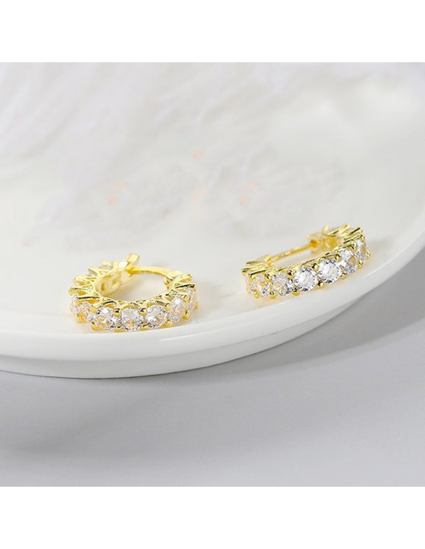 Jewels Galaxy Gold Plated American Diamond Studded Contemporary Hoop Earrings