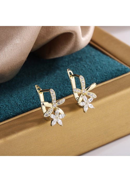 Jewels Galaxy Gold Plated American Diamond Studded Dual Star Shaped Earrings