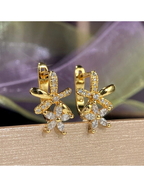 Jewels Galaxy Gold Plated American Diamond Studded Dual Star Shaped Earrings