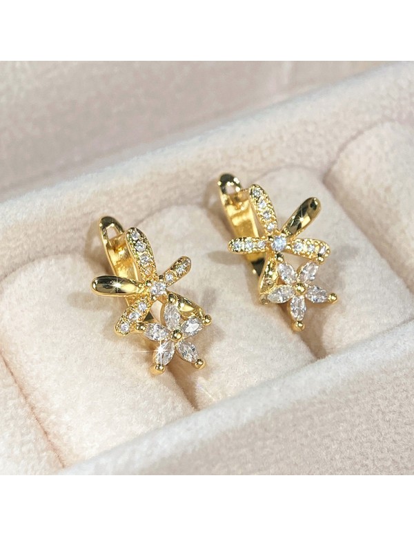 Jewels Galaxy Gold Plated American Diamond Studded Dual Star Shaped Earrings