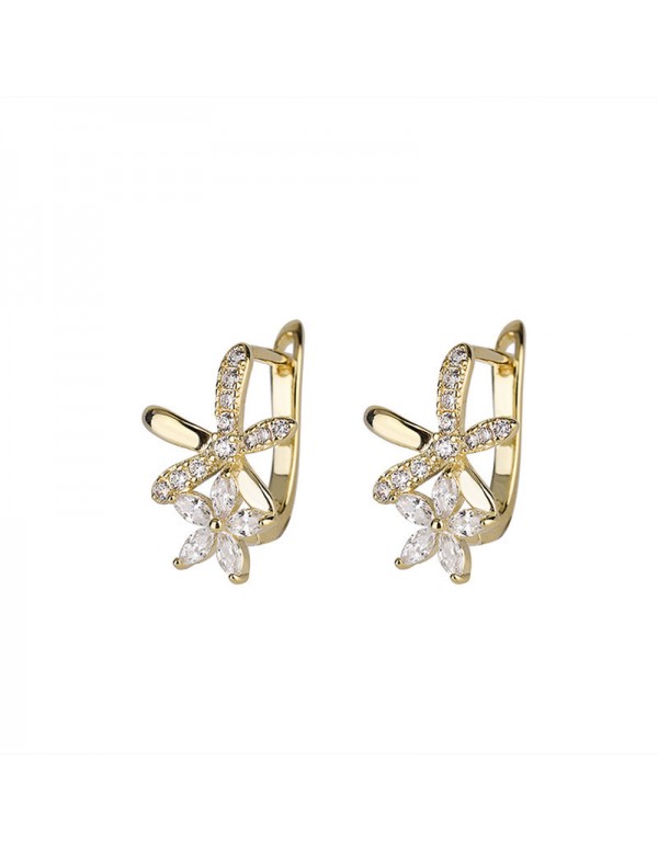 Jewels Galaxy Gold Plated American Diamond Studded Dual Star Shaped Earrings