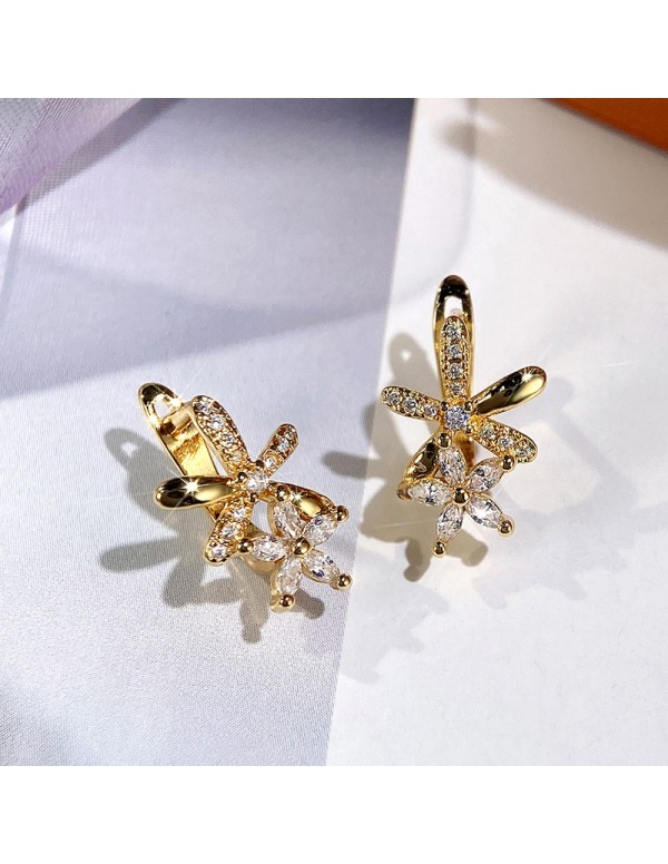 Jewels Galaxy Gold Plated American Diamond Studded Dual Star Shaped Earrings