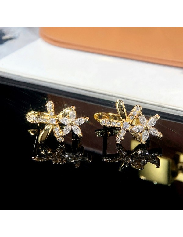 Jewels Galaxy Gold Plated American Diamond Studded Dual Star Shaped Earrings