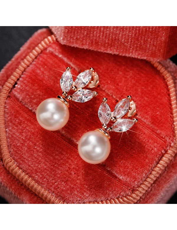 Jewels Galaxy Rose Gold Plated American Diamond Studded Korean Earrings