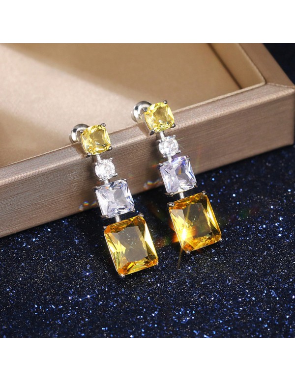 Jewels Galaxy Silver Plated AD Studded Yellow Geom...