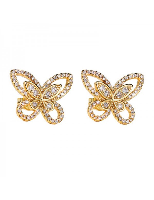 Jewels Galaxy Gold Plated American Diamond Studded Butterfly Shaped Korean Earrings