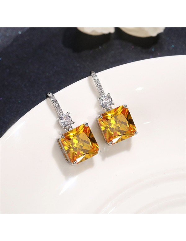 Jewels Galaxy Silver Plated AD Studded Yellow Squa...