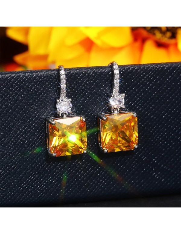 Jewels Galaxy Silver Plated AD Studded Yellow Squa...